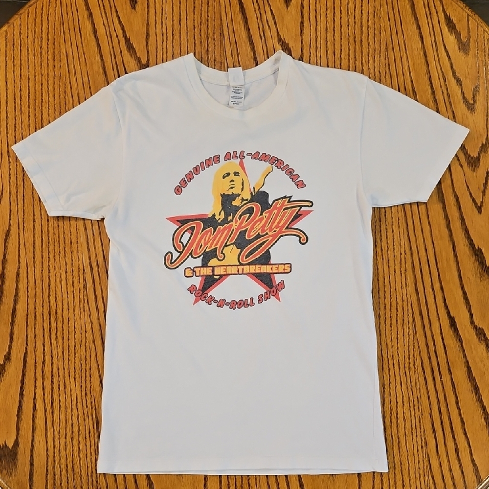 Tom Petty Graphic T-Shirt White Red Yellow Mary Janes Last Dance On My My Sz S
